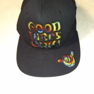 Good Vibes Only Top Level Hat Snapback Cap Black Adjustable HAND SIGN